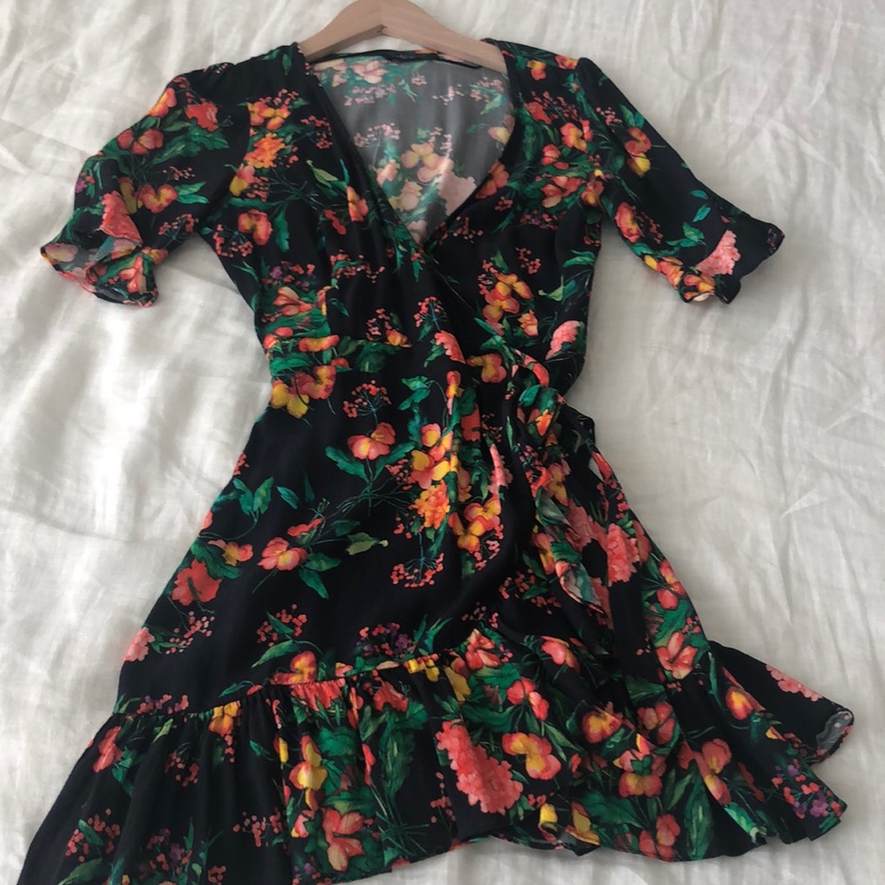 Zara floral crossed dress